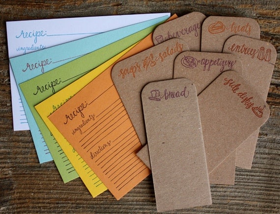 Letterpress Recipe Cards--Cards and Dividers Only