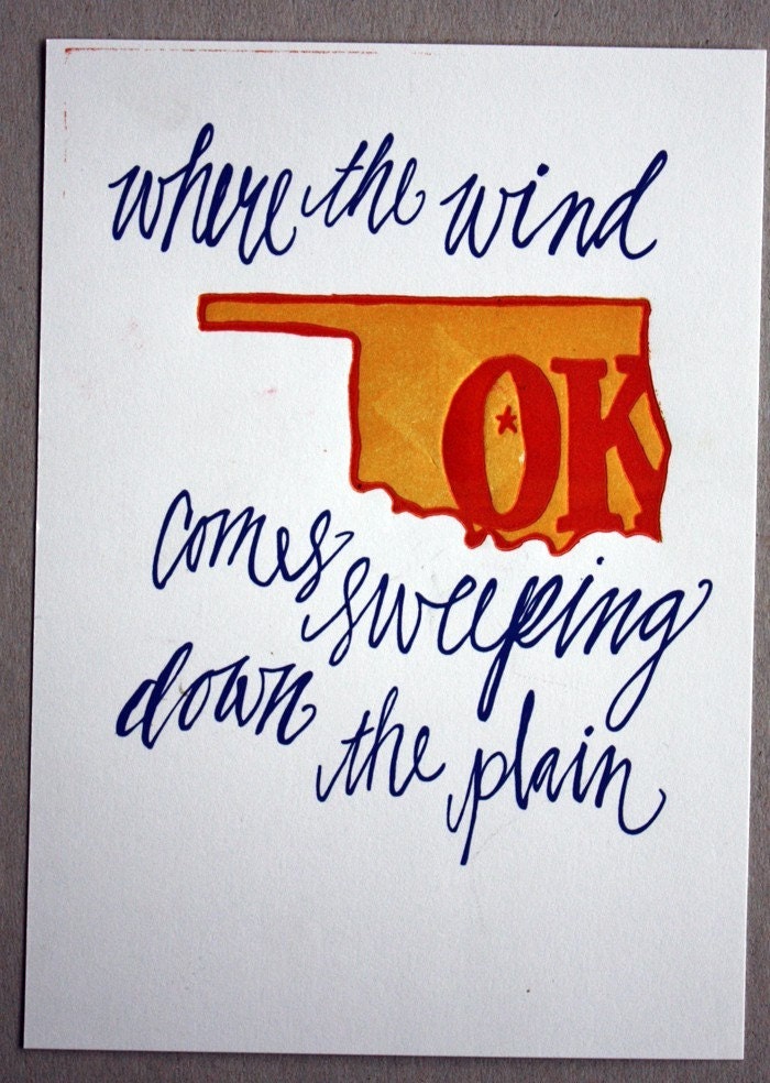 Oklahoma Letterpress Art Print--State Series