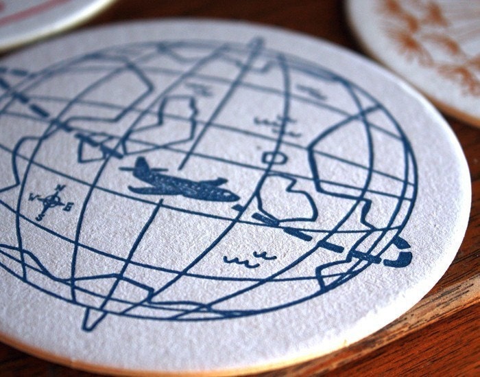 Letterpress Coasters Set of 9 with Bag