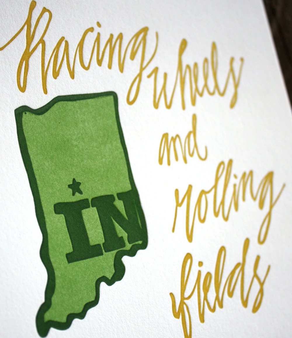 Indiana Letterpress Print Limited Edition