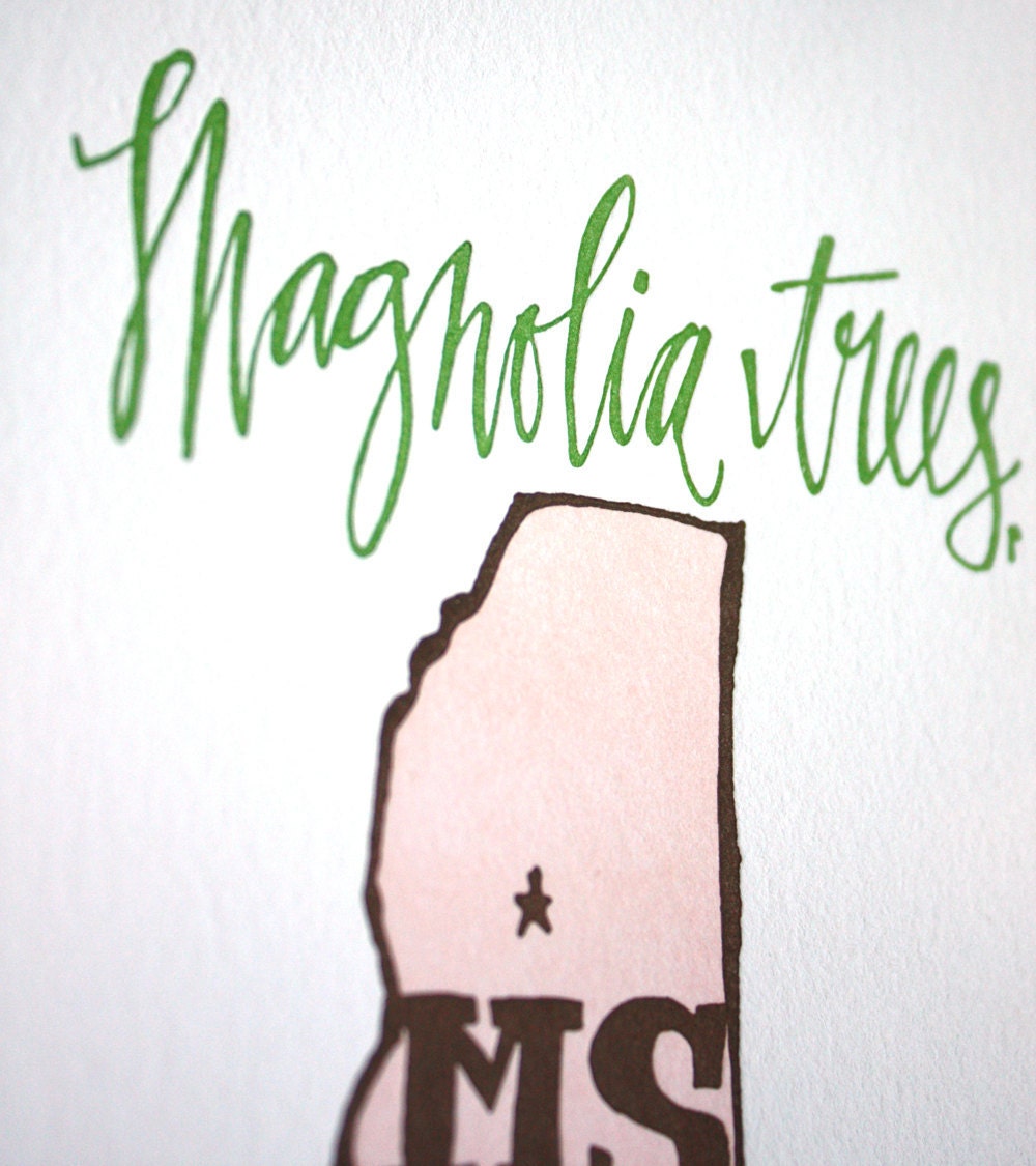 Mississippi Letterpress Print