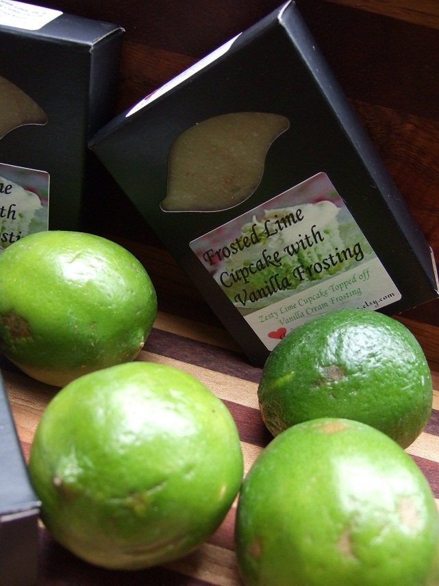 LIME CUPCAKE VANILLA Cream Frosting  with Added Coconut Milk  Large Handmade Soap Bar
