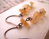 Golden Topaz Czech glass flower earrings