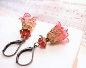 Bridesmaids Jewelry Blush Pink  filigree shabby flower earrings