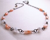 Orange creamsicle autumn necklace with vintage German glass
