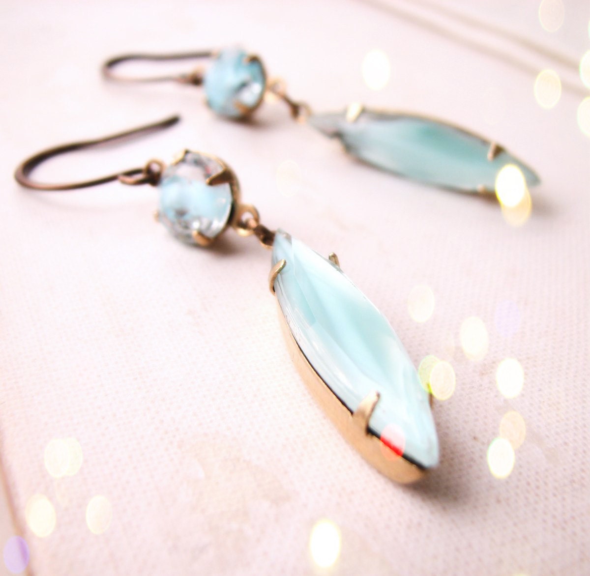 Blue Skies turquoise givre art glass drop earrings