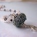 Black metallic lampwork bracelet sterling silver crystal