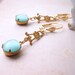 spring jewelry Aqua mint earrings with vintage glass stones