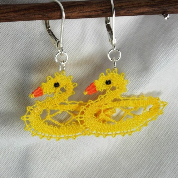 Ducky Ducky--Bobbin Lace Earrings