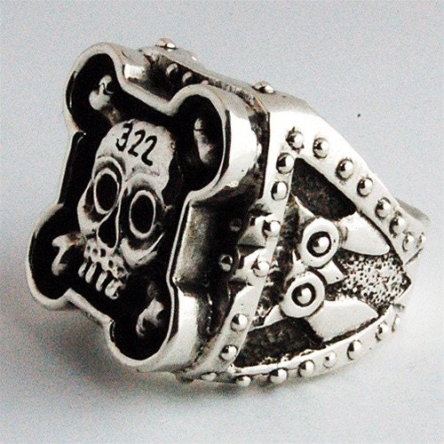 Silver Skull and Crossbones Custom Biker Ring