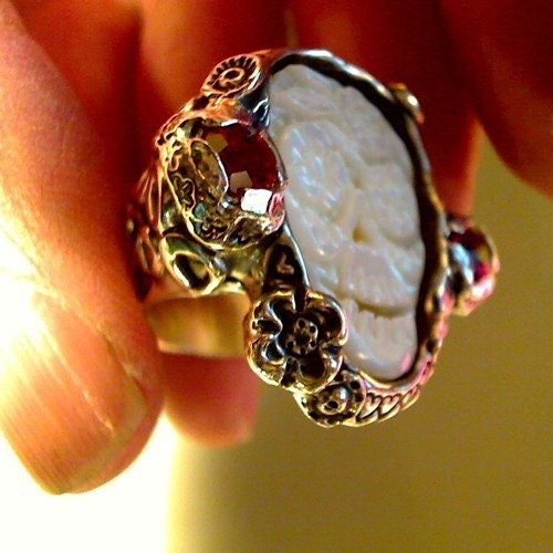 DAY of the DEAD SKULL Wedding ring  carved sugar skull modifications and requests  accepted for extra charge
