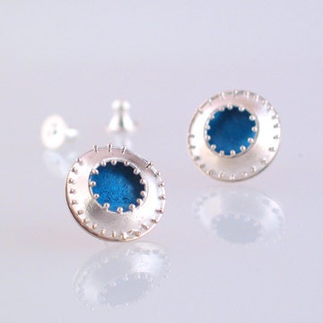 Blue Granulation Post Earrings