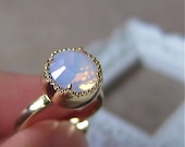 Swarovski Crystal Orb Ring - opalised pale pink on 14K gold plated adjustable band