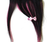 Black and Cotton Candy Pink Clip-In Bangs/Fringes Hair Extensions