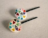 Geometric hand painted bobby pins