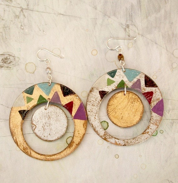Loli. Hand painted earrings. Sterling silver