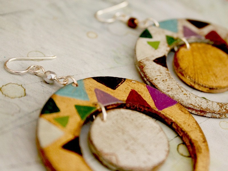 Loli. Hand painted earrings. Sterling silver