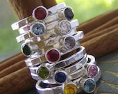 Faceted gem stone stacking rings... fine and sterling silver personalized rings