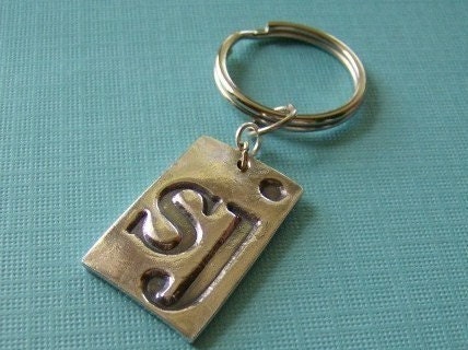Fine silver initial keychain...............