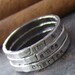 Personalized stackable stacking rings...hand stamped fine silver stacking rings.