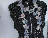 Floral lariat in pale blue and beige