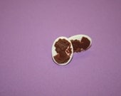 Small Brown Victorian Lady Cameo Earrings