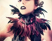 Trashglam Gothic boudoir STEAMPUNK couture coque feathered neck CORSET choker COLLAR