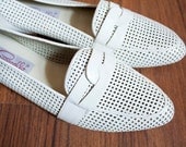 White Leather Deadstock Vintage Flats Sz  9