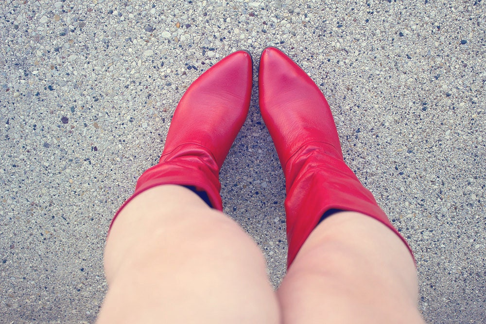 Vintage Red Leather 80's Vintage Boots Sz 6 1/2