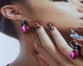 Earrings Fushia Pearls and Crystal Wedding Earrings