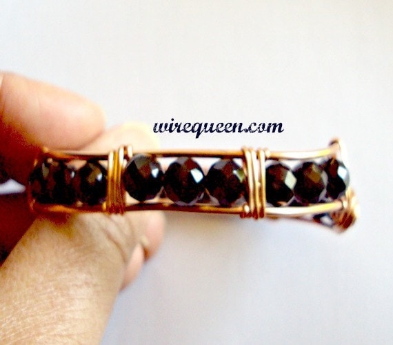 Copper Black Onyx Bohemian Bangle