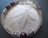 Viking knit bangle bracelet in silver and purple