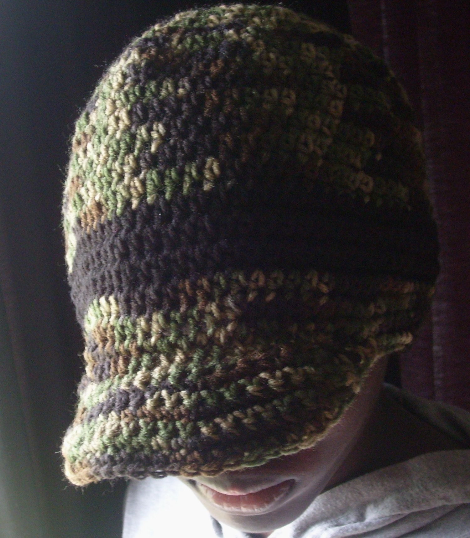 The OVERSIZED B-Boy Hat -Dreads Hat/ Brimmed Beanie -  In Camouflage Green