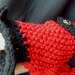VICTORIAN ARM WARMERS / Longer Length With Ruffle In RED And BLACK - CUSTOM Made To Order