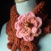 THE ORANGEY II- Knit Cowl/Neckwarmer With Crocheted Brooch- Soft and Snuggly In Burnt PUMPKIN ORANGE