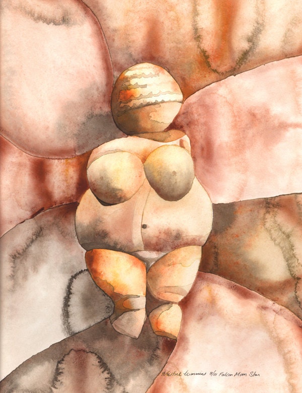 Venus of Willendorf, 8" x 10", Print of Watercolor