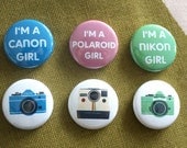 Camera Girl - set of 2 badges / pins / buttons