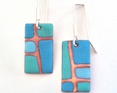 Patchwork Series Earrings in Sapphire Blue and Mint Green