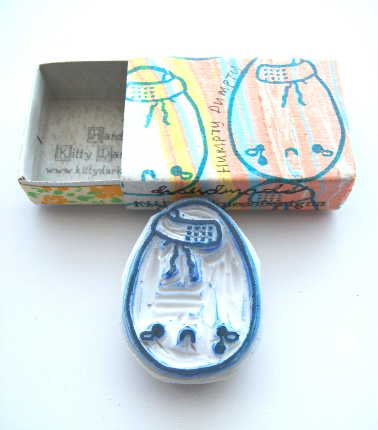 Humpty Dumpty Egg Hand Carved Stamp - Carved and Boxed