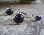 Jewelry Tutorial  Earrings No.10  Wire Wrapped Herringbone with purple bead and swarovski crystals
