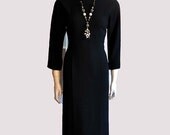 1980s dress / Vintage 80's Pauline Trigere Little Black Dress