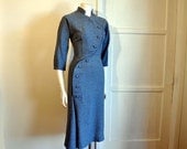 Little Miss Military Vintage 40's Avant Garde Art Deco Dress