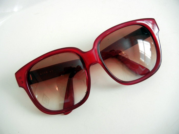 1980s sunglasses / Vintage 80's Oversized Red Emmanuelle Khanh Sunglasses Glasses