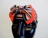 1970s scarf / Vintage 70's Mod Geoffrey Beene Rainbow Stripe Silk Scarf