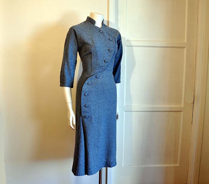 Little Miss Military Vintage 40's Avant Garde Art Deco Dress
