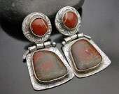 SALE Cry Me A River - Picasso and Red River Jasper Fine Silver Earrings