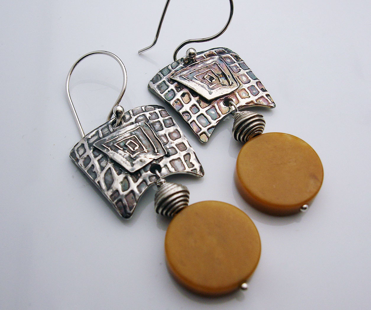 Honey Bunches - Sterling and Honey Jasper Earrings