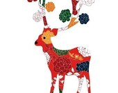Lovely Deer Print Flowers Rose Modern Home Decor Illustration Art Print Animal Children decor, Kids Room, Wedding Birthday Anniversary Gifts