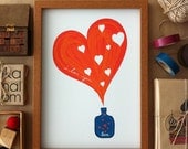 A little bottle of LOVE Art Print - Valentine's Day Poster Pop Art Wedding Birthday Anniversary gift Kids Children Decor Baby Nursery Home