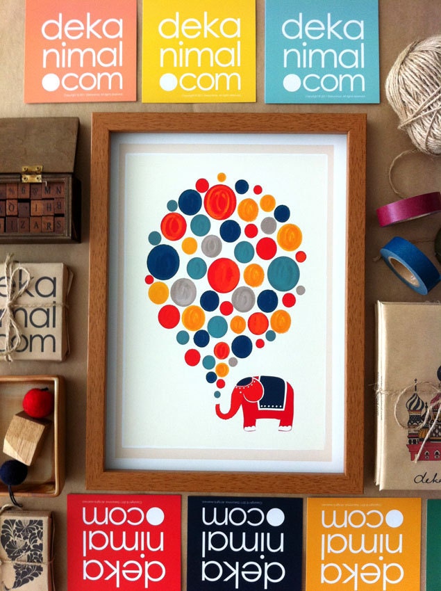Little Elephant, Big Dream Illustration Art Print Animal Children decor, Kids Room, Wedding Birthday Anniversary Gifts